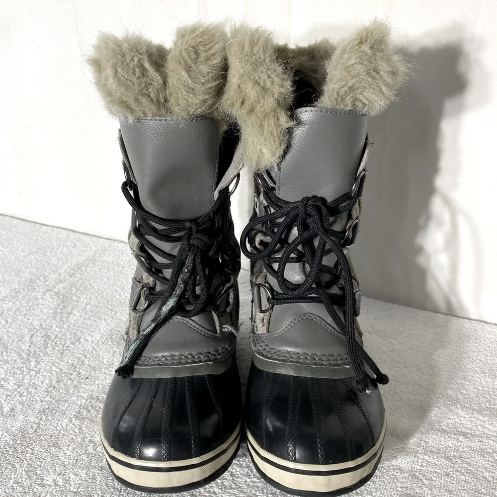 Sorel Grey Suede Leather Lace Up Mid Calf Winter Boots 5 - Picture 2 of 15